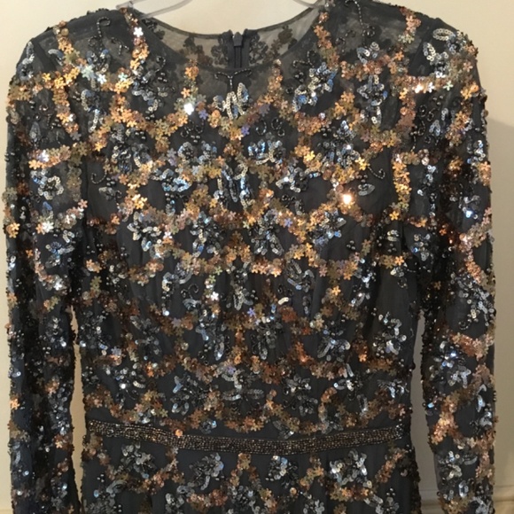 Mac Duggall Beaded Long Sleeve A-Line Gown, Size 8, Gray - Picture 5 of 7